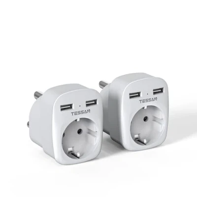 Afbeelding van TESSAN 2 Pack Adapter Zuid Afrika met USB, 3 in 1 Reisadapter Afrika, Compartiment Stopcontactadapter 2500W Reisstekker Namibië, Type M voor Namibië
