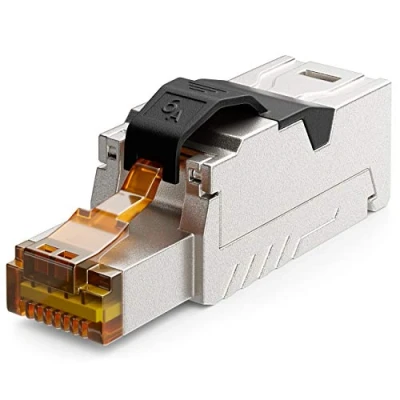 Afbeelding van deleyCON 1x CAT 6a Netwerkstekker RJ45 met LSA Aansluiting Gereedschapsloos voor Stijve Installatiekabels LAN Kabel Netwerkkabel Stekker CAT6a CAT7 Afgeschermde Metalen Behuizing 10 Gbit/s