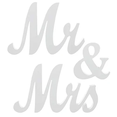 Afbeelding van Alnicov Mr en mevrouw tekens, &amp; Mrs bruiloft Sweetheart tafel decoraties, houten vrijstaande brieven voor foto rekwisieten partij banner decoratie (wit)