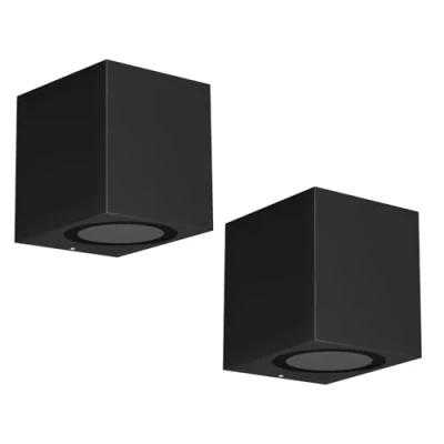 Afbeelding van ledscom.de 2 x ALSE wandlamp voor buiten, IP54, downlight, zwart mat, hoekig, 1x GU10 max. 35W