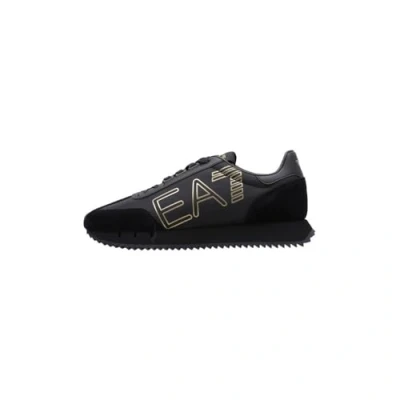 Afbeelding van EA7 Emporio Armani Vintage Unisex Sneakers laag, Maat: 44, Triple black/gold Leer en textiel