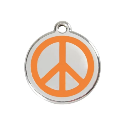 Afbeelding van Peace Orange roestvrijstalen hondenpenning medium/gemiddeld dia. 3 cm RedDingo