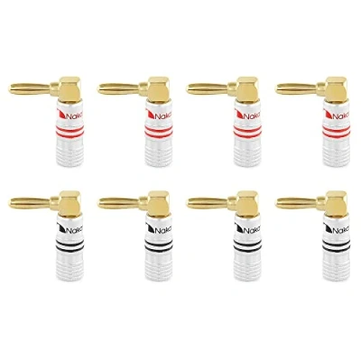 Afbeelding van Nakamichi Excel serie 24 karaats vergulde banaanstekker 12 AWG 18 Maat 4 mm Luidsprekers Versterker Hi Fi AV Stereo Home Theater Audio Draad Kabel Schroefconnector (8 stuks (4 paar), haaks)