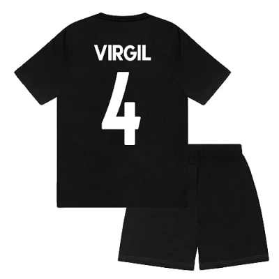 Afbeelding van Liverpool FC Jongens Pyjama Kort Kids Officieel Voetbal Cadeau, Zwarte Virgil, 8 9 Jaren