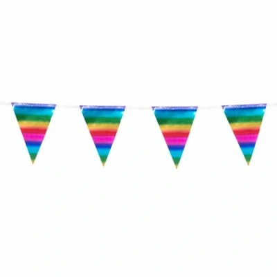 Afbeelding van Vlaggenlijn regenboog metallic mini 3m