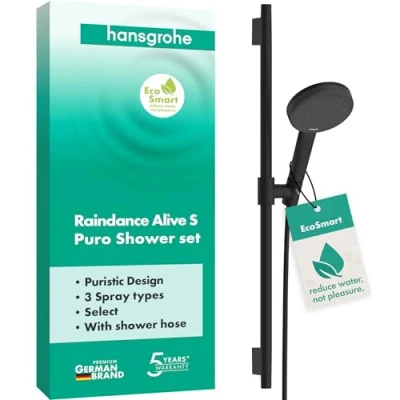 Afbeelding van hansgrohe Raindance Alive Select S douchehouderset 125, 3 straals EcoSmart met doucheglijstang Unica Puro 65cm, 24602670