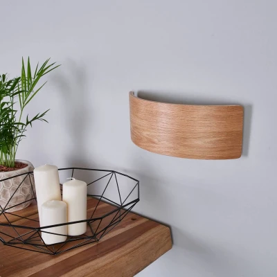 Afbeelding van Lindby LED wandlamp Rafailia, 33 cm, hout