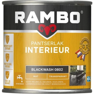 Afbeelding van Rambo Interieur Lak Transparant Mat Blackwash 0802 0,75 liter