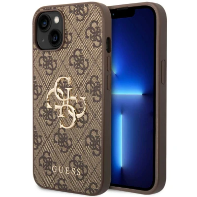 Afbeelding van Apple iPhone 15 Hoesje Kunststof Guess Backcover/Hardcase Bruin Telefoonhoesje