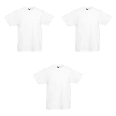 Afbeelding van GIDUTEX Fruit of The Loom Original T shirt voor kinderen, uniseks, 3 stuks, wit, 164