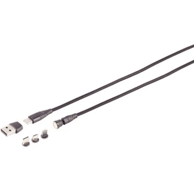 Afbeelding van Shiverpeaks S/CONN maximale connectiviteit USB C magneetkabel, 6in1, 540, PD 7 pin, 60W, zwart, 2m (2 m, 2.0), kabel