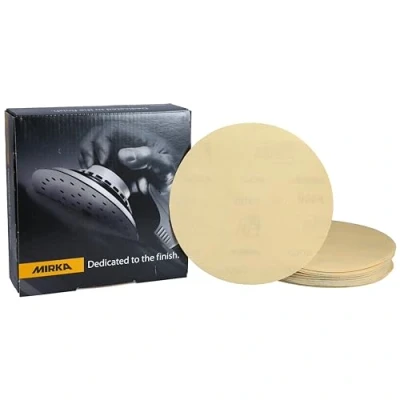 Afbeelding van Mirka Gold universeel schuurpapier Ø 150mm / zelfklevend korrel P400, 100 st Voor het schuren van pleisterwerk, plamuur, spaanplaat, hout, lak