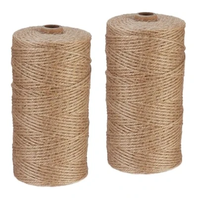 Afbeelding van Relaxdays jute touw 2 mm x 250 m natuurlijk op rol koord set van paktouw