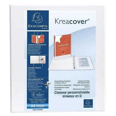 Afbeelding van Exacompta Personaliseerbare Ringmap Kreacover 4 Ringen Van 40 Mm, Rug 6 Cm, Wit