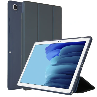 Afbeelding van Samsung Galaxy Tab A7 Hoes: Accezz Smart Silicone Bookcase Donkerblauw Siliconen En TPU (zacht) Tablet Hoezen