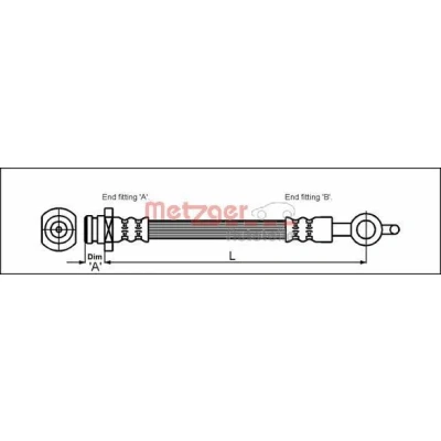 Afbeelding van METZGER 4112832 Remslang 180mm OPEL: Frontera B SUV (U99) 2.2 i, 3.2 DTI 1998 2004