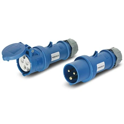 Afbeelding van CEE Stekker en koppelingset, 230V/16A, 3P, blauw, IP44, camping Mennekes