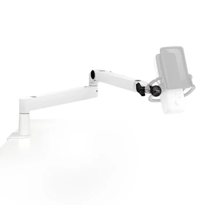 Afbeelding van Elgato Wave Mic Arm LP White, premium microfoonarm met laag profiel en kabelgoten, bureauklem, veelzijdige bevestiging volledig verstelbaar, perfect voor podcasts, streamen, gamen, thuiskantoor