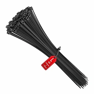 Afbeelding van Kabelbinders 370 mm x 7,6 Zwart Premium Plastic Tie Wraps, 370mm lange nylon bundelbandje, pak van 100 stuks intervisio