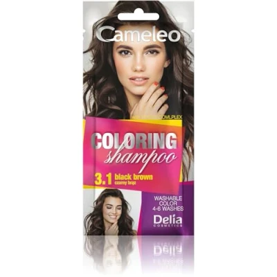 Afbeelding van Cameleo Kleurshampoo Black Brown snelle en eenvoudige kleurverfrissing &quot;kleur in kleur&quot; zonder ammoniak oxidatiemiddel shampoo zak 40 ml