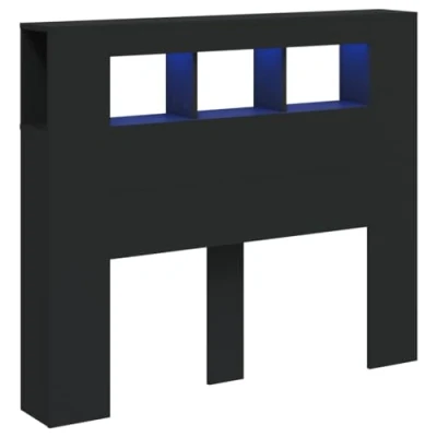 Afbeelding van Hoofdeinde met LED 120x18,5x103,5 cm bewerkt hout zwart