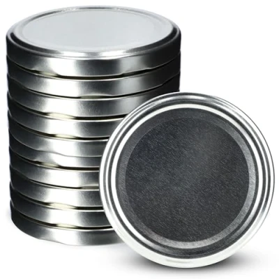 Afbeelding van KADAX Schroefdeksel met diameter van 82 mm, metalen twist off deksel, reservedeksel voor inmaakpotten en weckpotten, deksel 6 inkepingen (10 stuks, zilverkleurig)