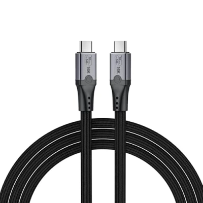 Afbeelding van 80Gbps voor Thunderbolt 5 Kabel door MMOBIEL Gevlochten USB C naar Monitor Weergave 1m 120Gbps Bandbreedte Boost, 240W Opladen iPhone 16/15, 4/3, USB4, Zwart