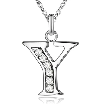 Afbeelding van Zilverkleurige Letter Y Dames Ketting met Zirkonia