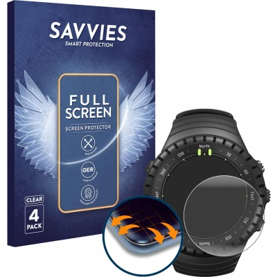 Afbeelding van Savvies Screenprotector voor Suunto Core All Black Folie Beschermfolie transparant volledig dekking (4 Stuks)