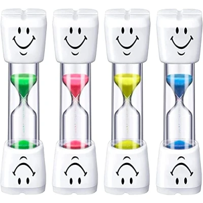 Afbeelding van 4 stuks zandloper timer, tandenpoetsen kinderen, 3 minuten zandlopers voor countdown, berekening tandenpoetsen, spelletjes, koken, kantoor (willekeurige kleuren)
