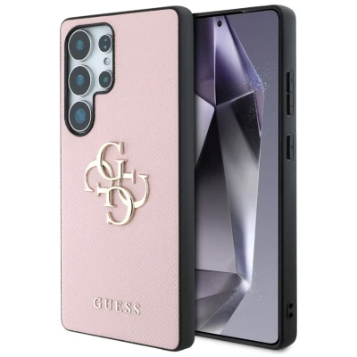 Afbeelding van Guess Etui Grained Big 4G Logo Small Classic do Samsung Galaxy S25 Ultra rÃ3Å¼owy (Samsung Ultra), Smartphonehoes, Roze