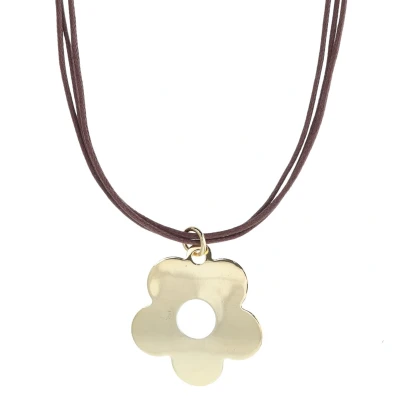 Afbeelding van Behave Bruine ketting met goud kleurige bloem