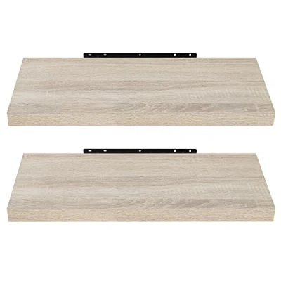 Afbeelding van EUGAD 0051QJ 2 wandplank, muurplank, set van hangplanken, houten plank, modern, Sonoma eiken, 60 x 22,9 3,8 cm