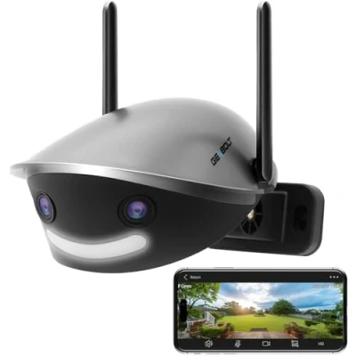 Afbeelding van GENBOLT Beveiligingscamera Buiten WIFI 2.5K, Bewakingscamera voor Thuisbewaking, Bubbele lens, 180 Panoramische IP CCTV Security Camera, Kleur Nacht, Auto /Huisdier /Humanoïd Detectie[DC&amp;PoE]