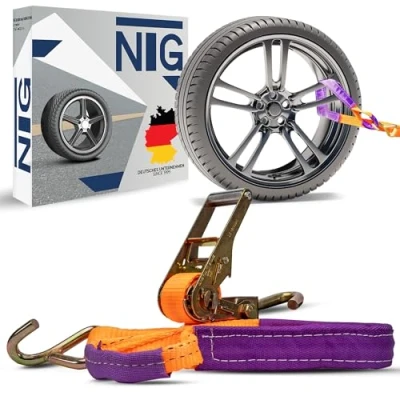 Afbeelding van 8 stuks spanriem 35 mm Auto Transportsjorband Sjorband Autotransport Bandriem Wielveiligheidsgordel Volgens DIN EN 12195 2