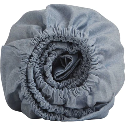 Afbeelding van Hoeslaken Yumeko Blue Chambray (Tencel) 180 x 200 cm