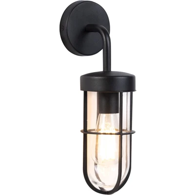 Afbeelding van QAZQA Landelijke buitenwandlamp zwart met glas Elza