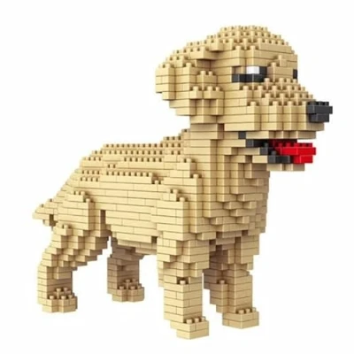 Afbeelding van Atomic Building Golden Retriever hond (Labrador Retriever). Figuur voor montage met nanoblokken. 950 stuks.