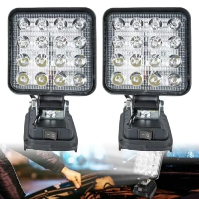 Afbeelding van WIYETY 2 stuks vierkante led schijnwerpers: acculamp voor Makita 18 V met 16 lampkralen, draagbare werklamp onderhoudswerkzaamheden, camping, avond, buitenverlichting
