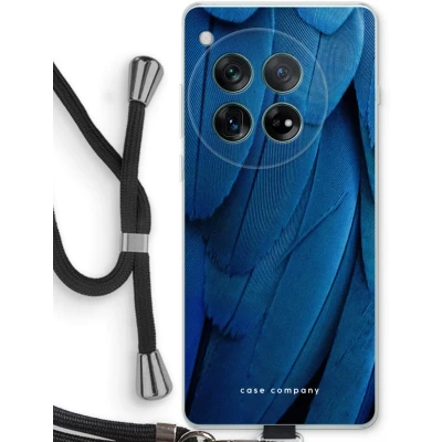 Afbeelding van Case Company® hoesje met Koord geschikt voor OnePlus 12r Pauw Telefoonhoesje Zwart Bescherming aan alle Kanten en Over de Schermrand