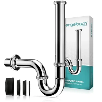 Afbeelding van Engelbach sifon voor wastafel extra lang 200 mm afvoerpijp 1 1/4 inch incl. rubberen manchet universele badkamer met montagevideo