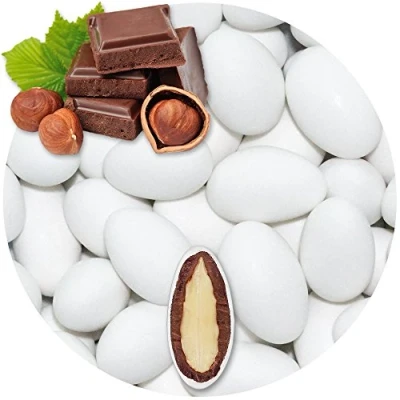 Afbeelding van EinsSein 1kg Chocolade Suiker amandelen bruiloft Nougat wit mat suikerbonen bruitssuiker dragees confetti kleuren pure omhuld coating suikerlaagje boontjes geboorte communie candy bar candybar