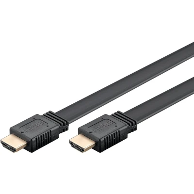 Afbeelding van Platte HDMI kabel HDMI2.0 (4K 60Hz + HDR) CCS aders / zwart 2 meter