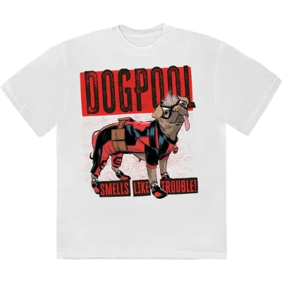 Afbeelding van Marvel Deadpool Dogpool Smells Like Trouble Heren T shirt S Wit