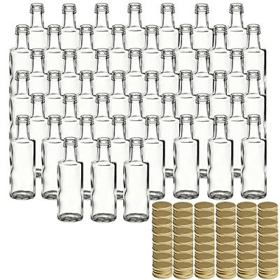 Afbeelding van gouveo Dorica, glazen flesjes van 48 stuks, 40 ml, met schroefdop, goudkleurig, 0,04 l, om te vullen, voor likeur, jenever, olie of knutselen