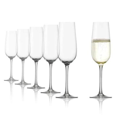Afbeelding van Weinland champagneglazen, 200 ml, schuimwijnglazen, set van 6 kristalglas, vaatwasmachinebestendig, champagneglazenset, stuks, onbreekbaar, zoals mondgeblazen, hoogste kwaliteit