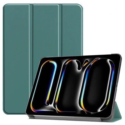 Afbeelding van iPad Pro 13 (2024) M4 Hoes: iMoshion Trifold Bookcase Donkergroen Kunstleder Tablet Hoezen