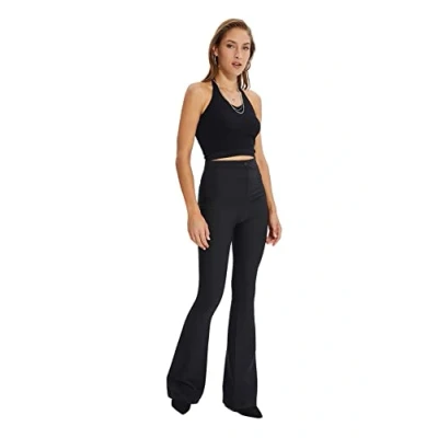 Afbeelding van Trendyol Zwarte Spaanse Broek Met Wijde Pijpen En Geweven Stof Twoaw20Pl0576