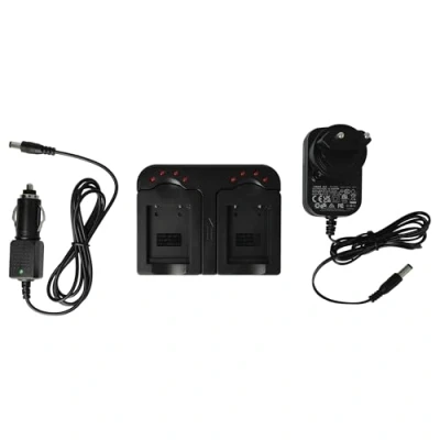Afbeelding van vhbw Dual oplader compatibel met Sealife Reefmaster DC1400, DC 1400 camera camcorder/accu laadschaal, auto adapter, laadniveau indicator