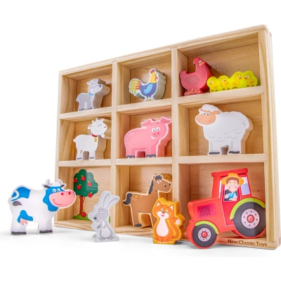 Afbeelding van New Classic Toys Boerderij Dieren in Houten Box